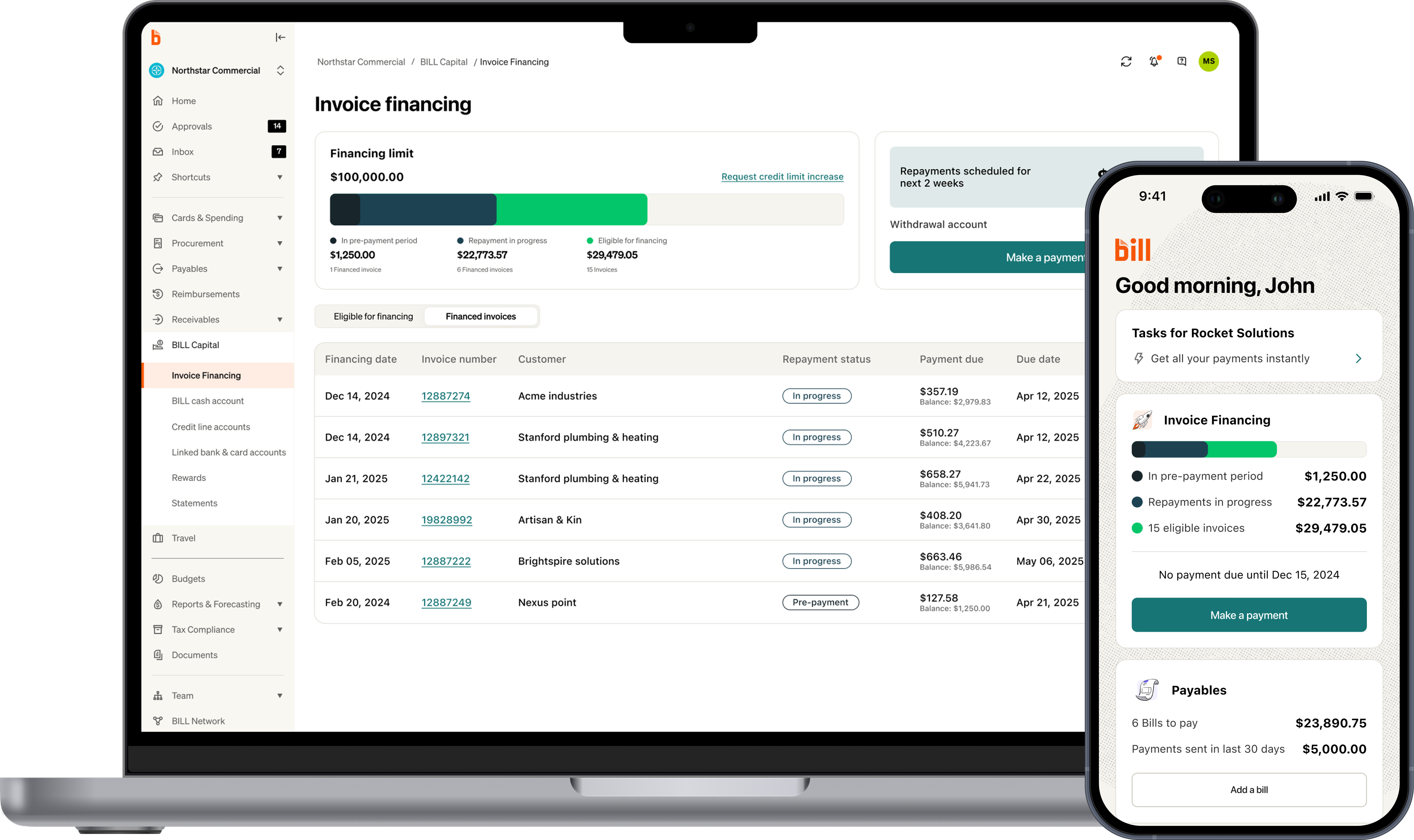 BILL working capital hero overview