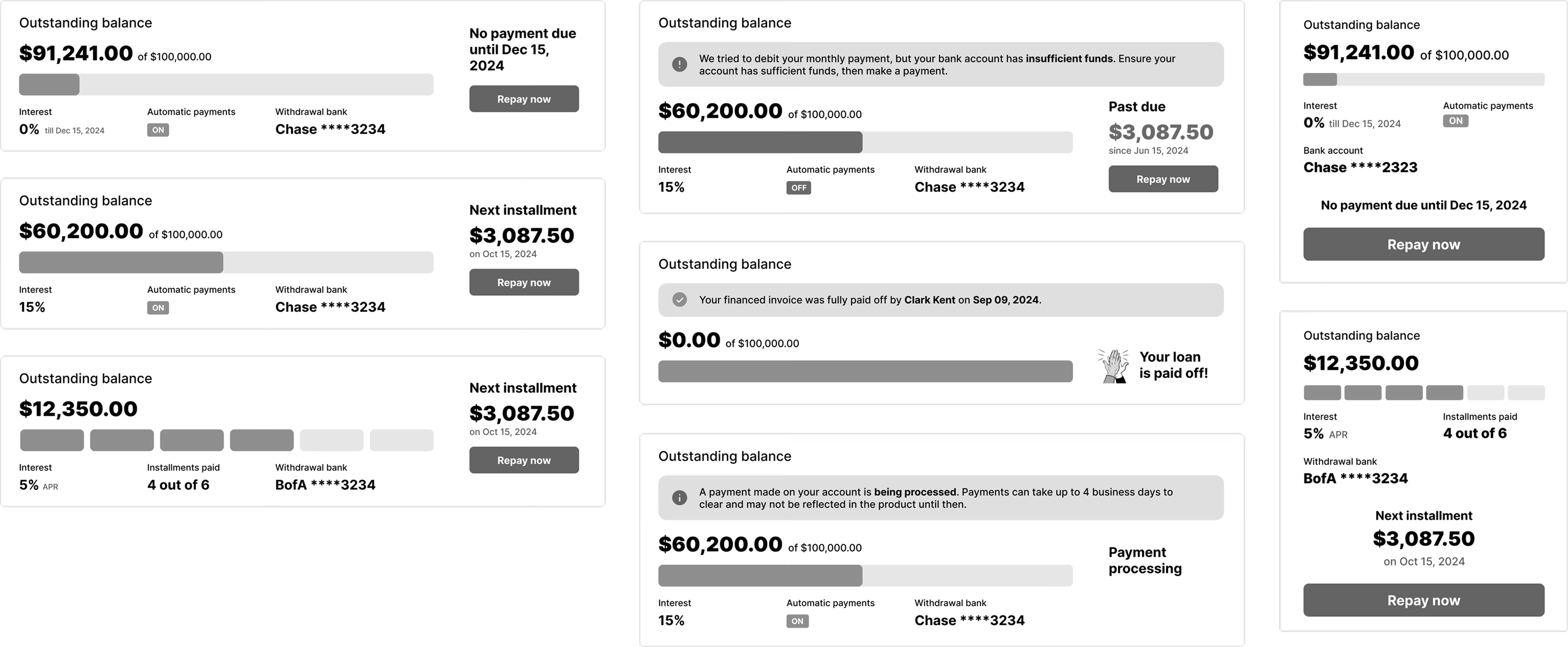 Loan balance module